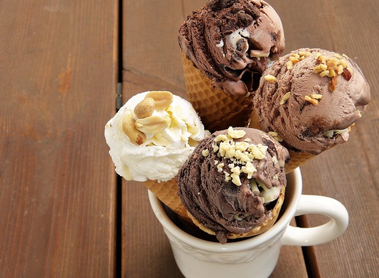 Chocolate and Vanilla Ice Cream with Peanuts on a Gluten Free Waffle Cone - Gluten Free Recipe
