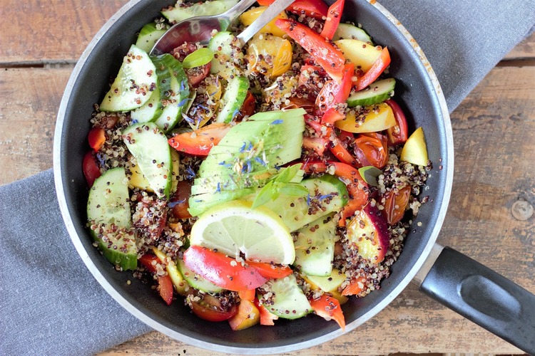 GlutenFree Recipe - Gluten Free Quinoa and Avocado Salad with Cucumbers, Tomatoes and Bell Peppers