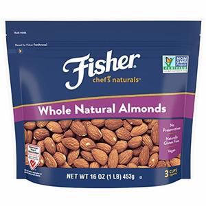Fisher Whole Almonds, Unsalted, Gluten Free Snack